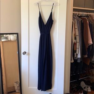 Blue slit-leg jumpsuit